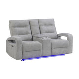 Isolde - Power Reclining Loveseat With LED Lighting - Gray