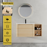 Wall Mounted Bathroom Vanity & Sink, Storage Shelves & Soft Close Door