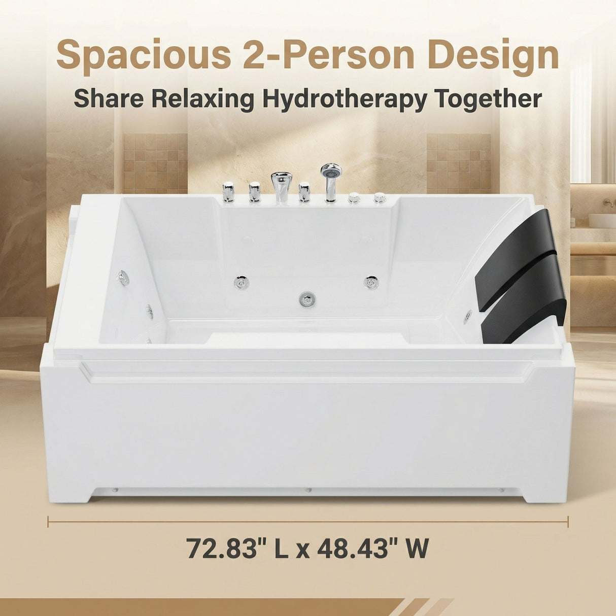 Xavier - Massage Double Bathtub - Milk White