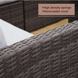 7 Piece All Weather Patio Dining Set With Cushions, Sectional Sofa, Ottomans & Table For Backyard - Gray / Brown