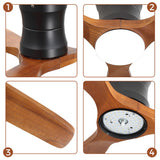 52" Ceiling Fan With Light, Dimmable DC Reversible Motor, 3 Blades