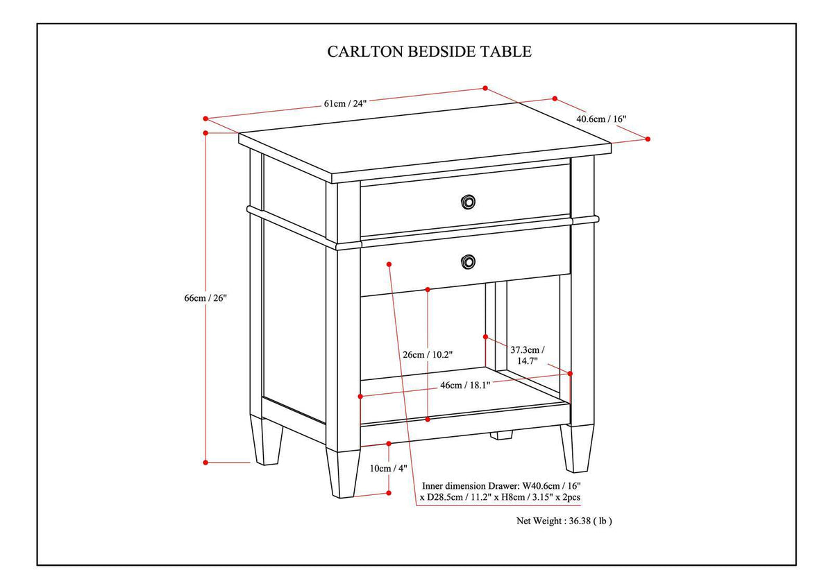 Carlton - Bedside Table - Gray