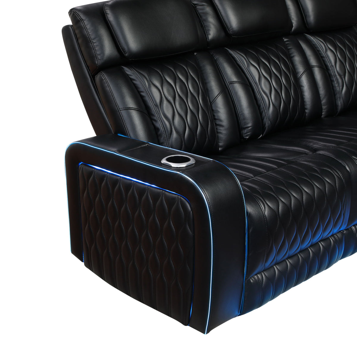 Electra - Power Reclining Sofa With Power Headrests, Drop Down Table, Reading Light, Massage, LED Lighting And USB Control