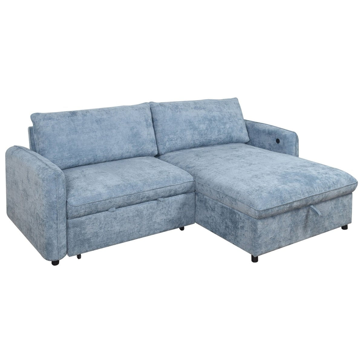 Finn Blue 2-Piece Sleeper Sectional with Storage Chaise - 🟢 Sleeper Sectionals available at Alpine Outlets in Denver