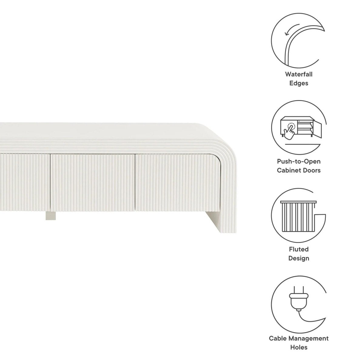 Fluted TV Stand with Storage 68 Inch - TV Stands available at Alpine Outlets in Denver