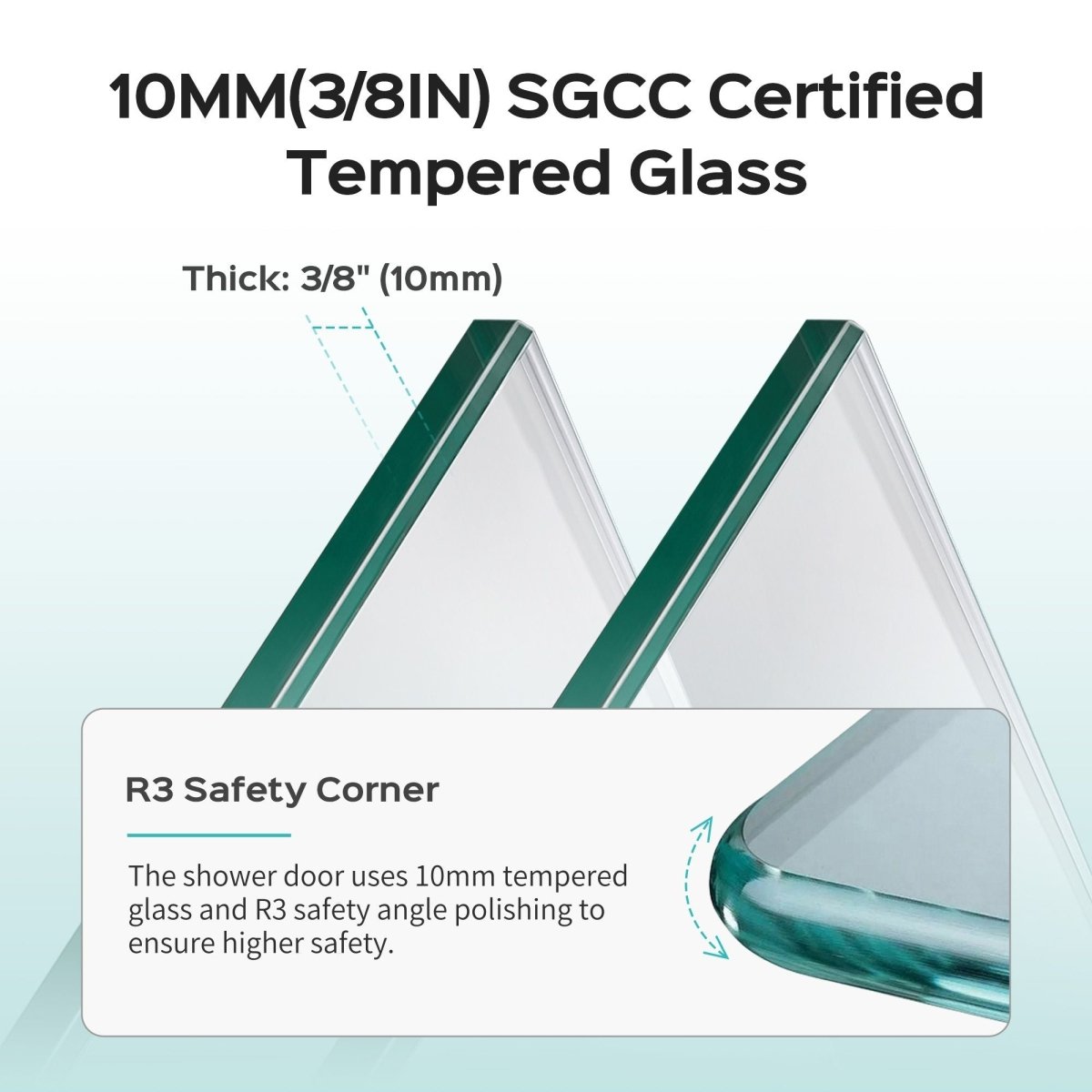 Frameless Double Sliding Soft-Close Shower Door, 3 / 8" (10Mm) Thick SGCC Tempered Glass Door, Matte - Shower Doors available at Alpine Outlets in Denver
