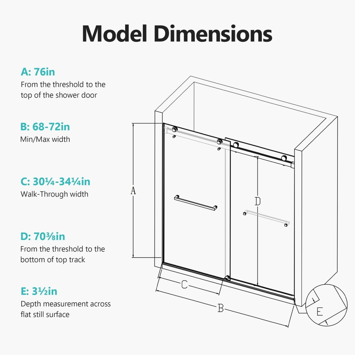 Frameless Double Sliding Soft-Close Shower Door, 3 / 8" (10Mm) Thick SGCC Tempered Glass Door, Matte - Shower Doors available at Alpine Outlets in Denver
