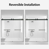 Frameless Double Sliding Soft-Close Shower Door, 3 / 8" (10Mm) Thick SGCC Tempered Glass Door, Matte - Shower Doors available at Alpine Outlets in Denver