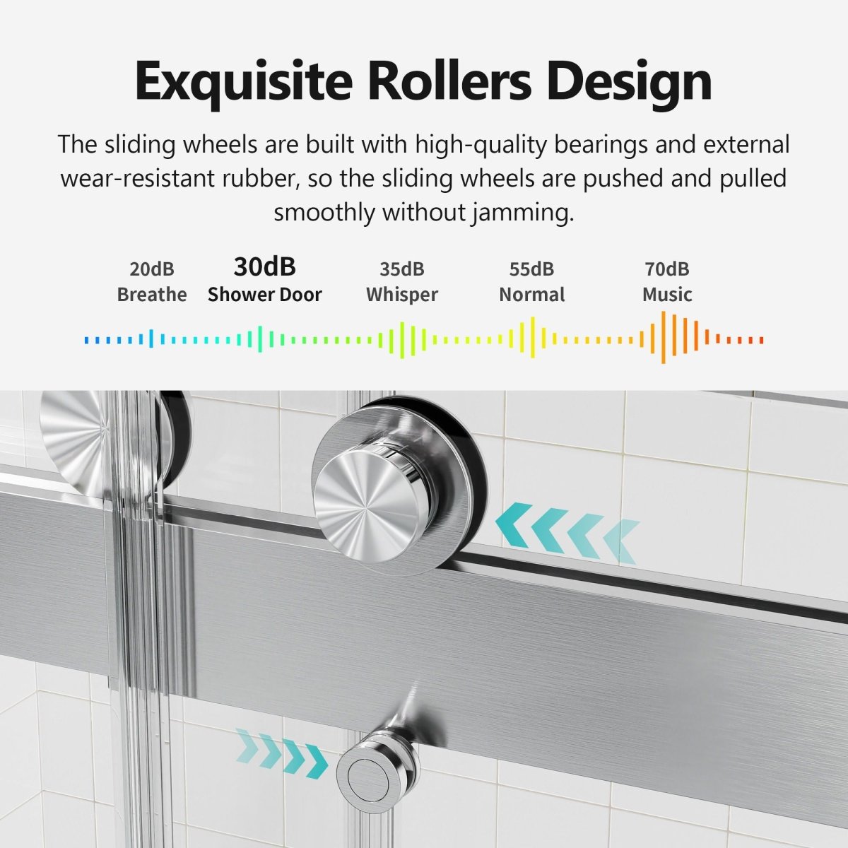 Frameless Double Sliding Soft-Close Shower Door, 3 / 8" (10Mm) Thick SGCC Tempered Glass Door, Matte - Shower Doors available at Alpine Outlets in Denver