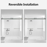Frameless Double Sliding Soft-Close Shower Door, 3 / 8" (10Mm) Thick SGCC Tempered Glass Door, Matte - Shower Doors available at Alpine Outlets in Denver