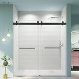 Frameless Double Sliding Soft-Close Shower Door, 3 / 8" (10Mm) Thick SGCC Tempered Glass Door, Matte - Shower Doors available at Alpine Outlets in Denver