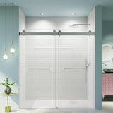 Frameless Double Sliding Soft-Close Shower Door, 3 / 8" (10Mm) Thick SGCC Tempered Glass Door, Matte - Shower Doors available at Alpine Outlets in Denver