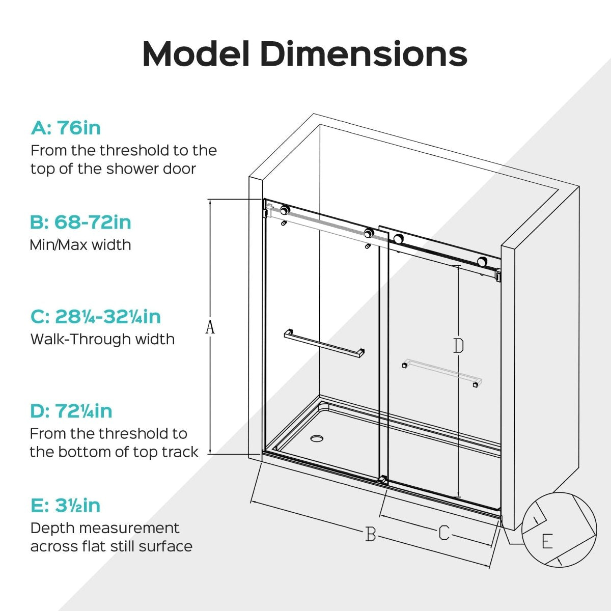 Frameless Double Sliding Soft-Close Shower Door, 3 / 8" (10Mm) Thick SGCC Tempered Glass Door, Matte - Shower Doors available at Alpine Outlets in Denver