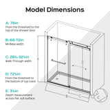 Frameless Double Sliding Soft-Close Shower Door, 3 / 8" (10Mm) Thick SGCC Tempered Glass Door, Matte - Shower Doors available at Alpine Outlets in Denver