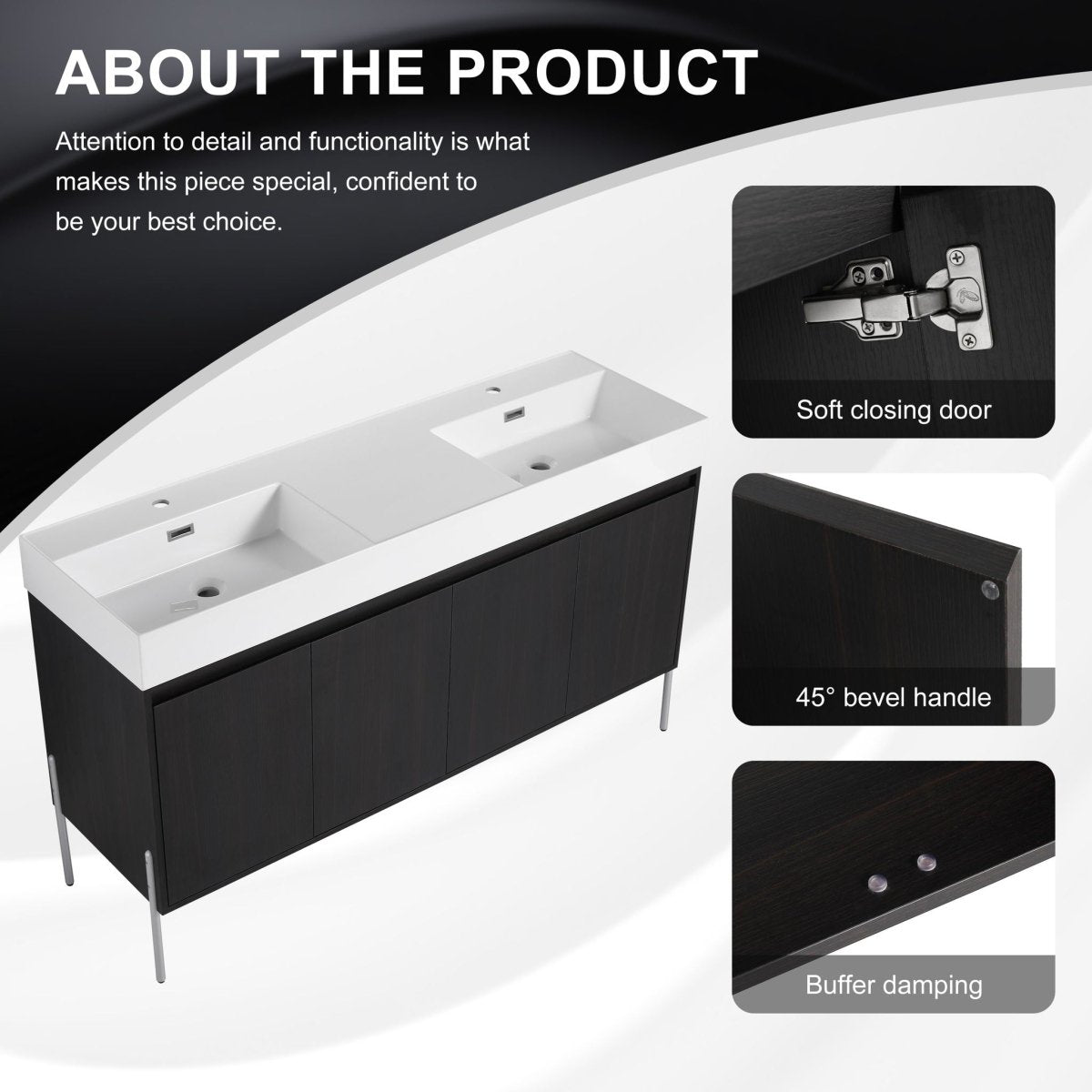 Freestanding Bathroom Vanity With Resin Sink And Storage Cabinet - Vanities available at Alpine Outlets in Denver