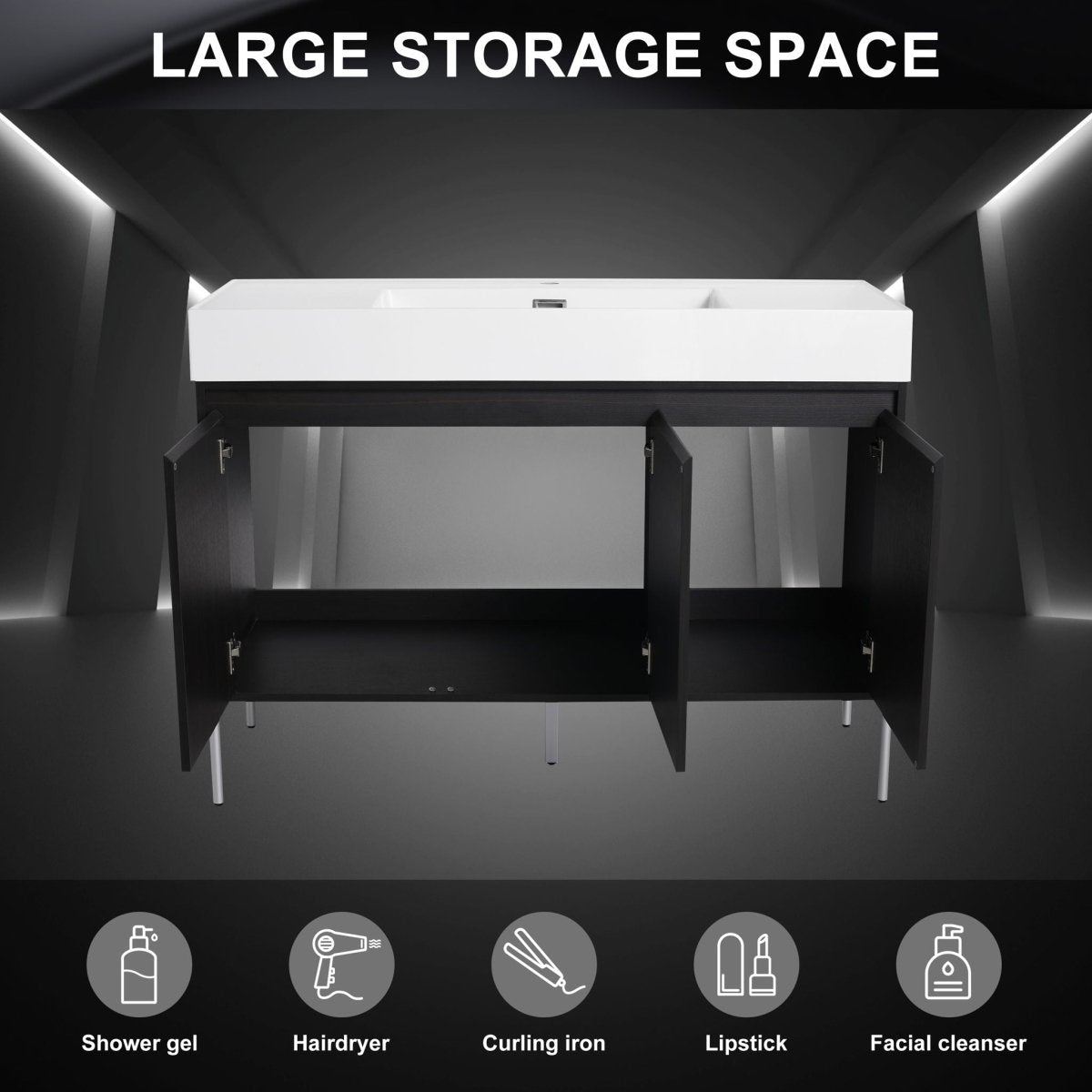 Freestanding Bathroom Vanity With Resin Sink And Storage Cabinet - Vanities available at Alpine Outlets in Denver