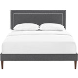 Full Mid - Century Modern Upholstered Fabric Platform Bed in Gray - Platform Bed available at Alpine Outlets in Denver