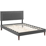 Full Mid - Century Modern Upholstered Fabric Platform Bed in Gray - Platform Bed available at Alpine Outlets in Denver