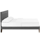 Full Mid - Century Modern Upholstered Fabric Platform Bed in Gray - Platform Bed available at Alpine Outlets in Denver