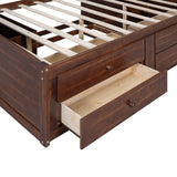 Full Size Captain Bed With Built In Storage Shelves, 4 Drawers And 2 Cabinets - Antique Brown - Storage Beds available at Alpine Outlets in Denver