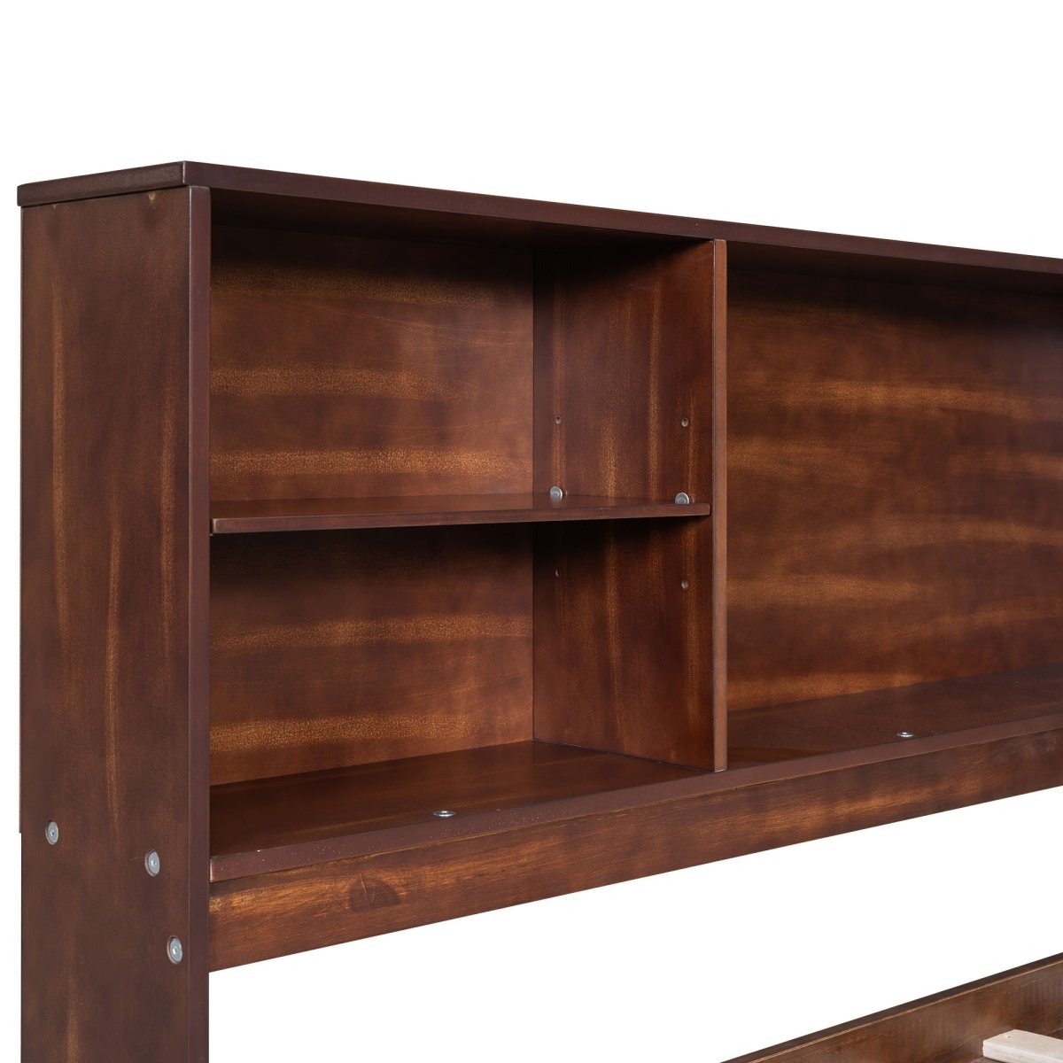 Full Size Captain Bed With Built In Storage Shelves, 4 Drawers And 2 Cabinets - Antique Brown - Storage Beds available at Alpine Outlets in Denver