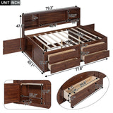 Full Size Captain Bed With Built In Storage Shelves, 4 Drawers And 2 Cabinets - Antique Brown - Storage Beds available at Alpine Outlets in Denver