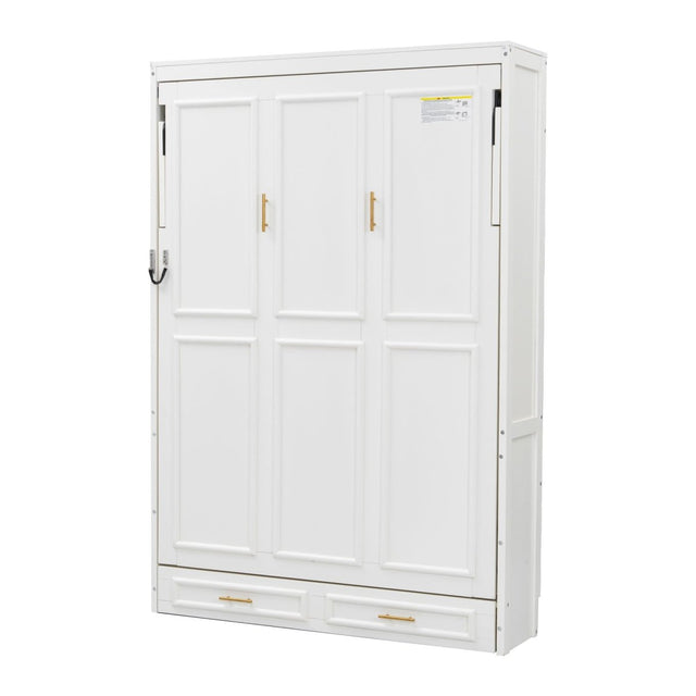 Full Size Murphy Bed With 2 Drawers - Beige - Cabinet Beds available at Alpine Outlets in Denver