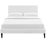 Full Vinyl Platform Bed with Squared Tapered Legs in White - Platform Bed available at Alpine Outlets in Denver