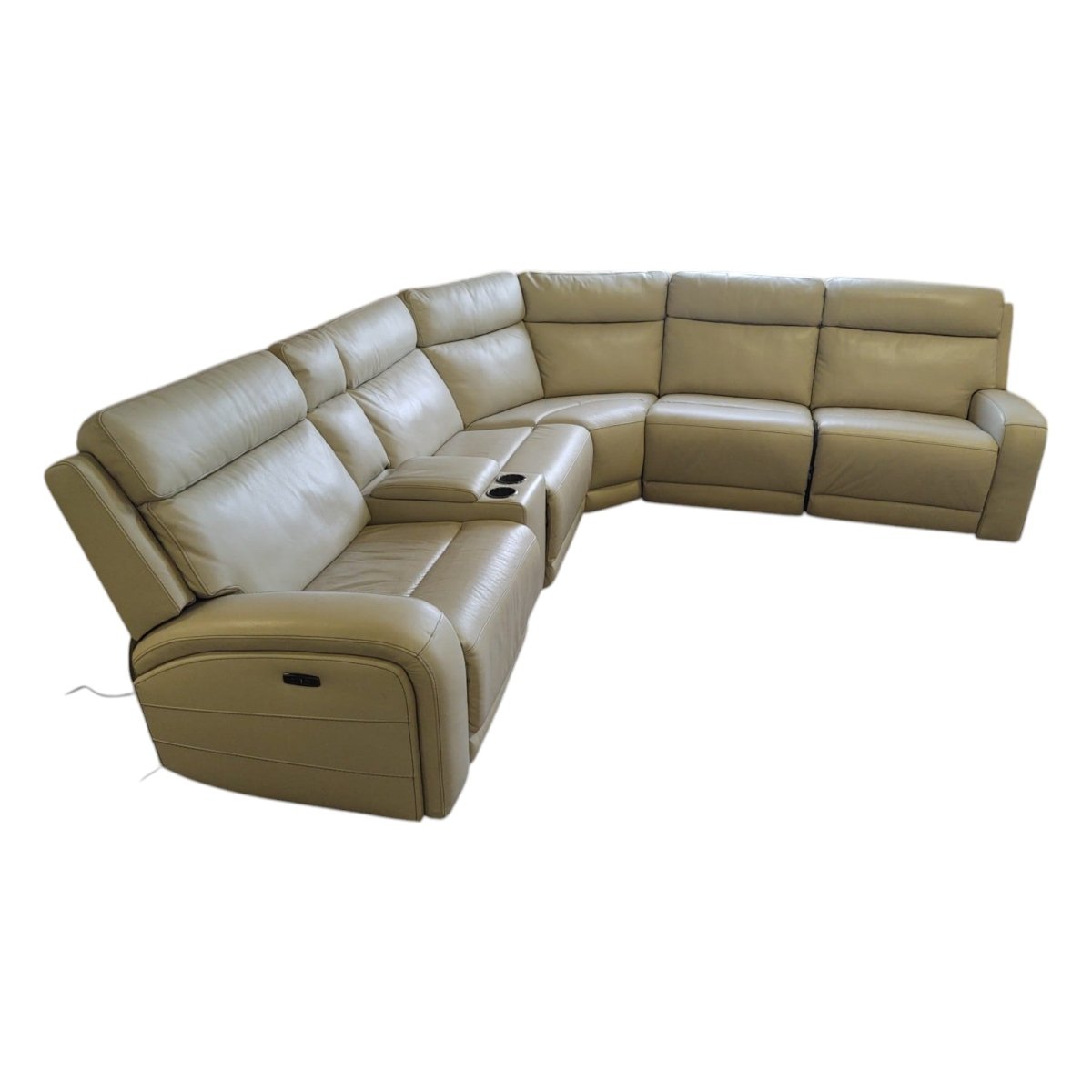 Gearhart 6 - Piece Leather Power Reclining Sectional with Power Headrests (ID U527834) - Living Room Furniture available at Alpine Outlets in Denver