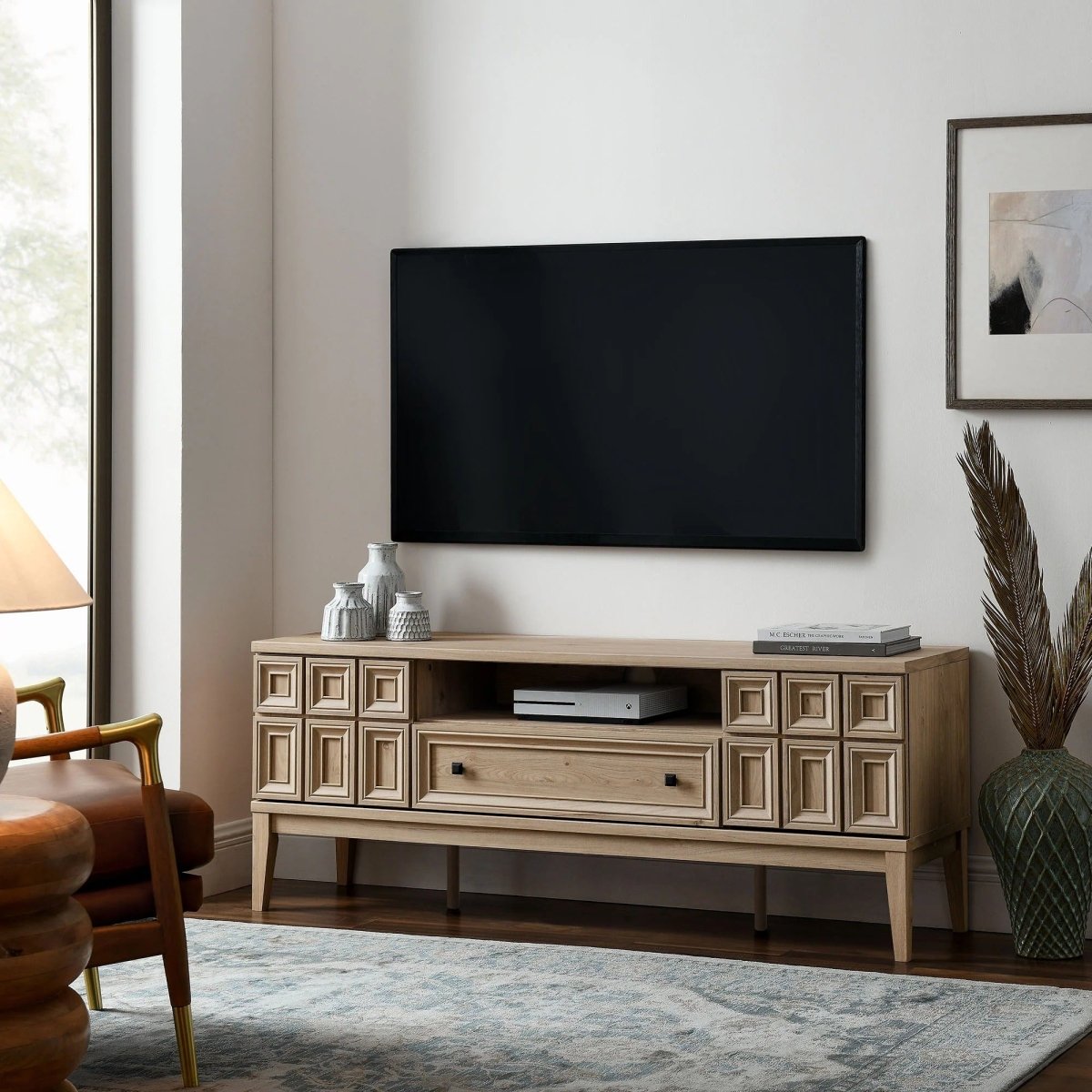 Geometric Panel TV Stand 59 Inch - TV Stands available at Alpine Outlets in Denver