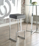 Gervase Square Bar Stool Grey and Chrome - Bar Stools available at Alpine Outlets in Denver