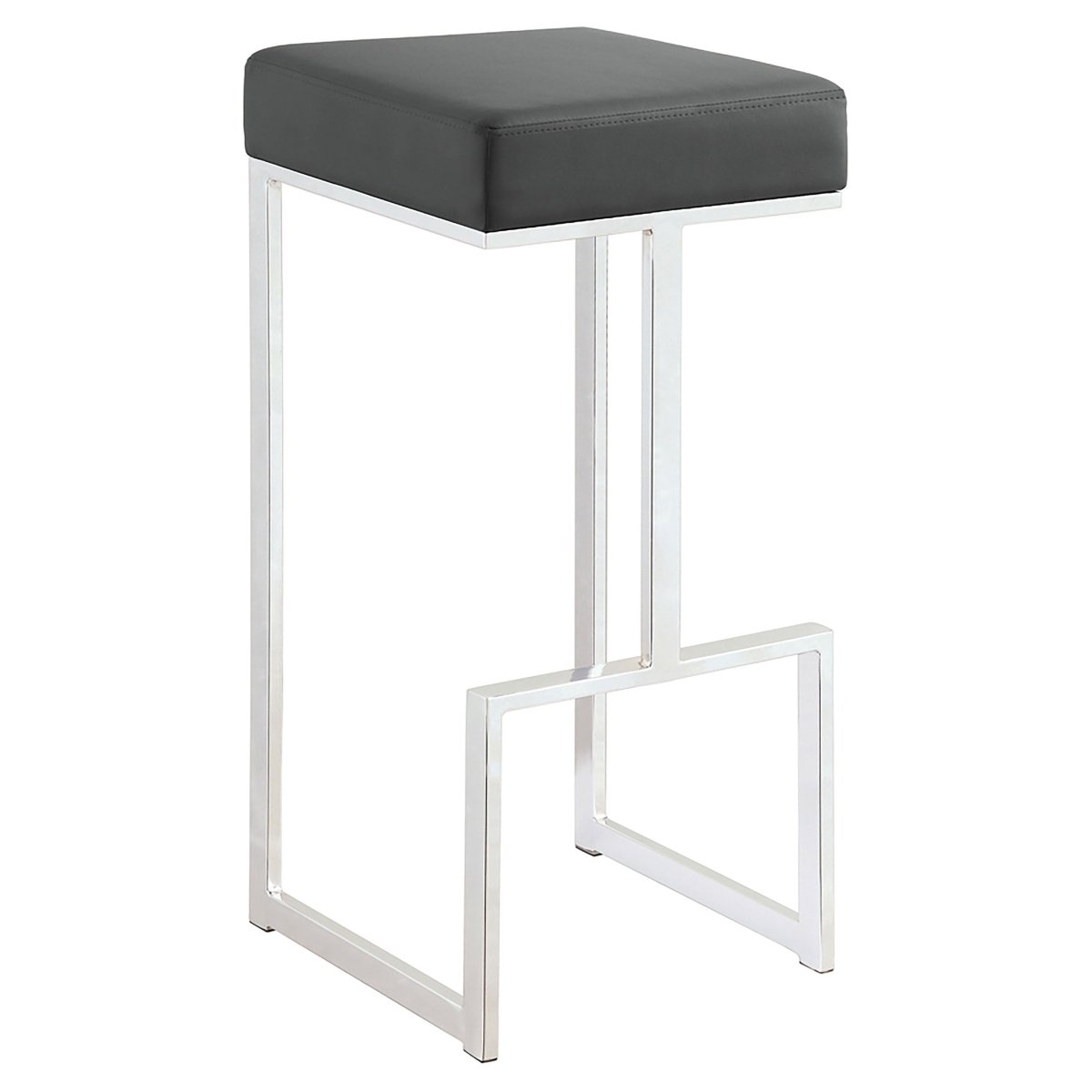 Gervase Square Bar Stool Grey and Chrome - Bar Stools available at Alpine Outlets in Denver