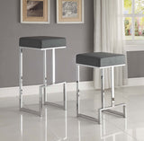 Gervase Square Bar Stool Grey and Chrome - Bar Stools available at Alpine Outlets in Denver