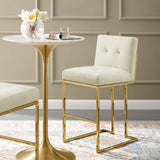 Glam Deco Performance Velvet Bar Stool – Gold Stainless Steel 42 Inch - Stools available at Alpine Outlets in Denver