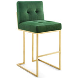 Glam Deco Performance Velvet Bar Stool – Gold Stainless Steel 42 Inch - Stools available at Alpine Outlets in Denver