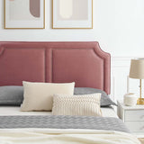 Glam Deco Performance Velvet King Platform Bed with Nailhead Trim in Dusty Rose - Platform Bed available at Alpine Outlets in Denver