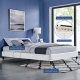 Glam Deco Performance Velvet Platform Bed Frame with Gold Detailed Wood Legs - Platform Bed available at Alpine Outlets in Denver