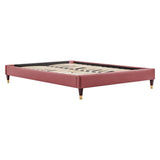 Glam Deco Performance Velvet Platform Bed Frame with Gold Detailed Wood Legs - Platform Bed available at Alpine Outlets in Denver
