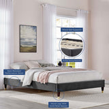 Glam Deco Performance Velvet Platform Bed Frame with Gold Detailed Wood Legs - Platform Bed available at Alpine Outlets in Denver