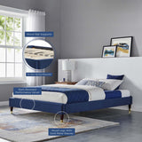 Glam Deco Performance Velvet Platform Bed Frame with Gold Detailed Wood Legs - Platform Bed available at Alpine Outlets in Denver