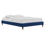 Glam Deco Performance Velvet Platform Bed Frame with Gold Detailed Wood Legs - Platform Bed available at Alpine Outlets in Denver