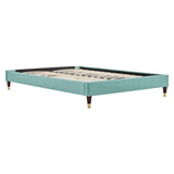 Glam Deco Performance Velvet Platform Bed Frame with Gold Detailed Wood Legs - Platform Bed available at Alpine Outlets in Denver