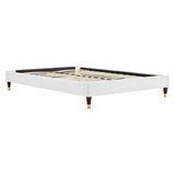 Glam Deco Performance Velvet Platform Bed Frame with Gold Detailed Wood Legs - Platform Bed available at Alpine Outlets in Denver