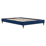 Glam Deco Performance Velvet Platform Bed Frame with Gold Detailed Wood Legs - Platform Bed available at Alpine Outlets in Denver