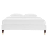 Glam Deco Performance Velvet Platform Bed Frame with Gold Detailed Wood Legs - Platform Bed available at Alpine Outlets in Denver
