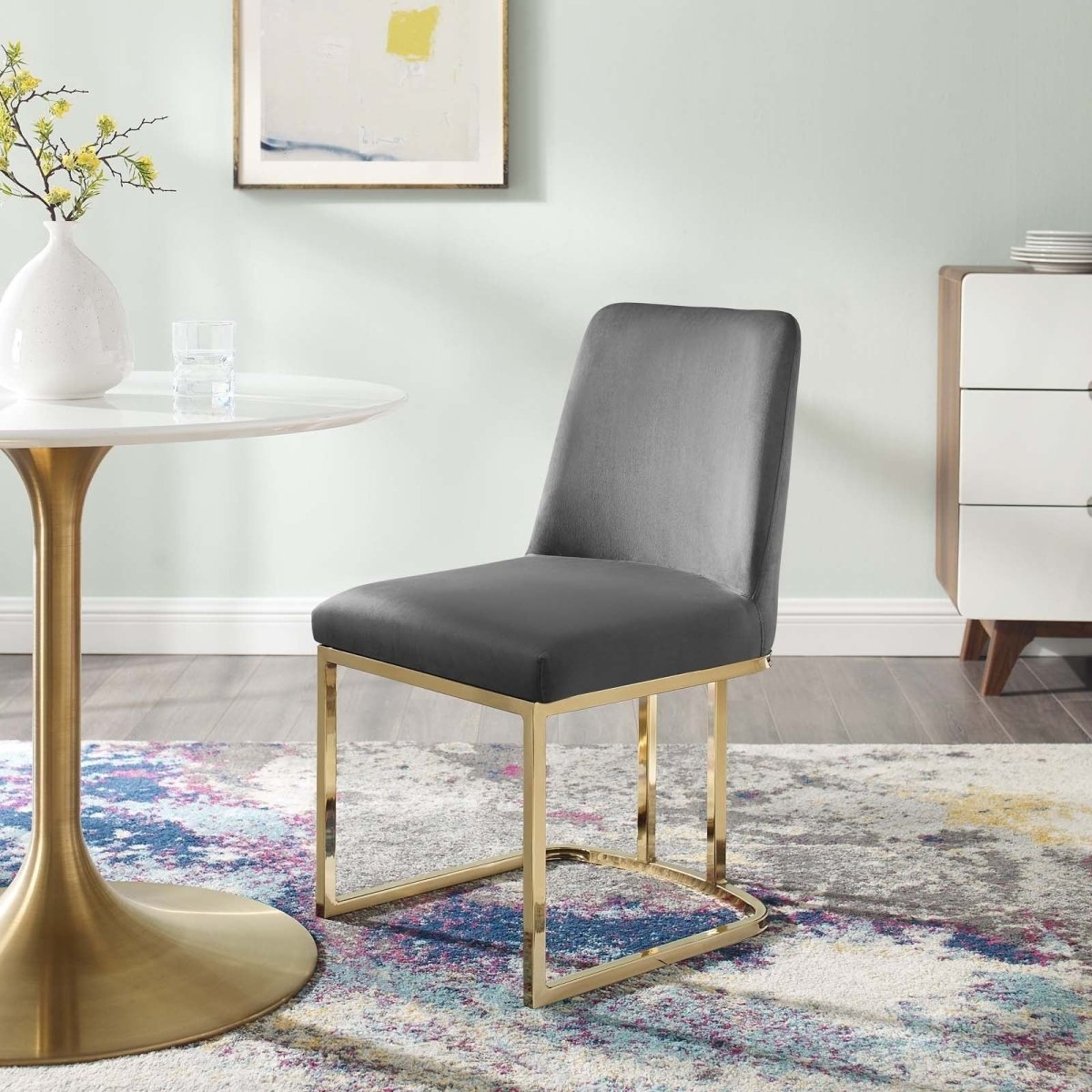 Glam Deco Performance Velvet Sled Base Dining Side Chair - Dining Chairs available at Alpine Outlets in Denver