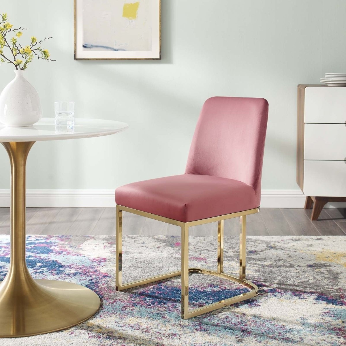 Glam Deco Performance Velvet Sled Base Dining Side Chair - Dining Chairs available at Alpine Outlets in Denver