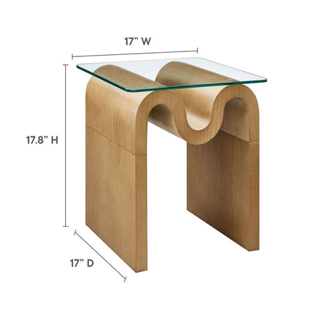 Glass Top Side Table with Wave Base – 17 Inch - End & Side Tables available at Alpine Outlets in Denver