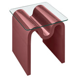Glass Top Side Table with Wave Base – 17 Inch - End & Side Tables available at Alpine Outlets in Denver