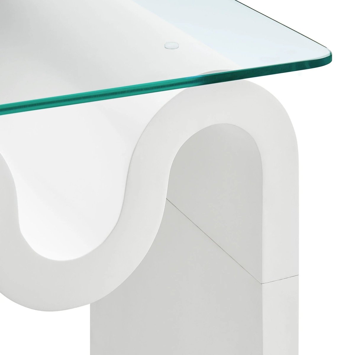 Glass Top Side Table with Wave Base – 17 Inch - End & Side Tables available at Alpine Outlets in Denver